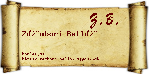 Zámbori Balló névjegykártya
